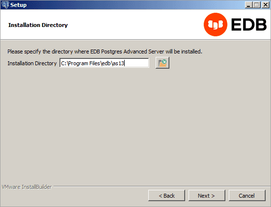 The Installation Directory window